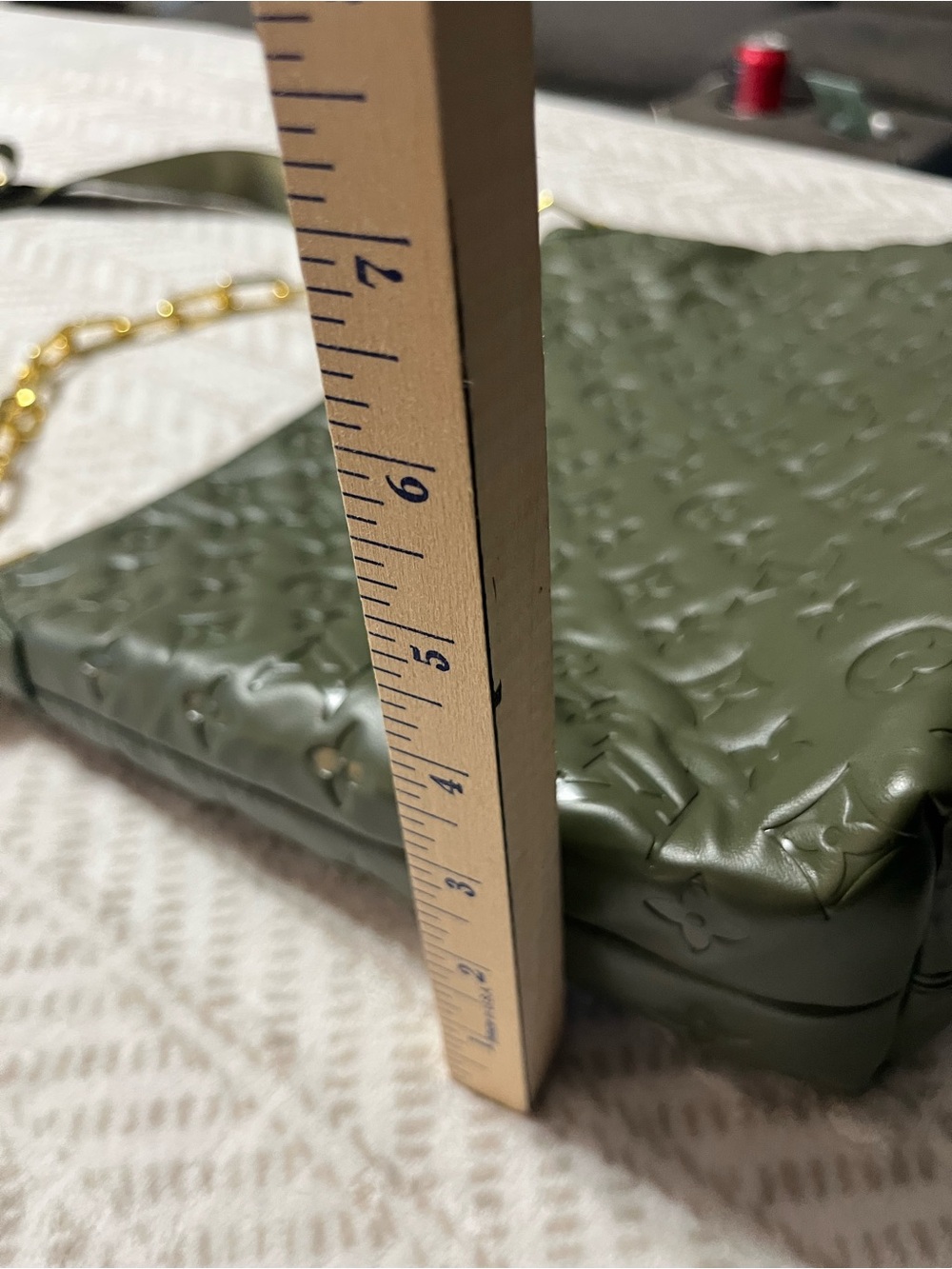 Louis Vuitton Olive Green Embossed Monogram Crossbody with Matching Pouch - Picture 6 of 16